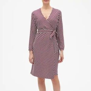 NWT – Wrap Dress – Maroon/White Stripped